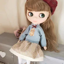 1 комплект, Новая Одежда для куклы Mori girl, свитер с длинными рукавами+ юбка для 1/6, аксессуары для кукол, шапка Blyth fit(blyth, Azone, 1/6 Doll