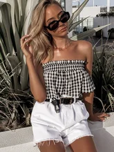 2019 Plaid Crop Top Women Off Shoulder Tops Short Sexy Club Wrapped Chest Tops Summer Plaid Elastic Tank Tops Slash Neck 81907 2019 Plaid Crop Top Women Off Shoulder Tops Short Sexy Club Wrapped Chest Tops Summer Plaid Elastic Tank Tops Slash Neck 81907