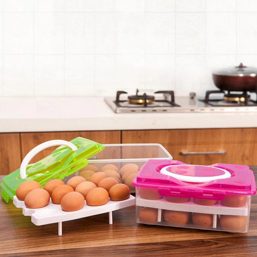 Двухслойная 24 яйца пластиковая пищевая подставка для куриного яйца портативный контейнер для яиц чехол