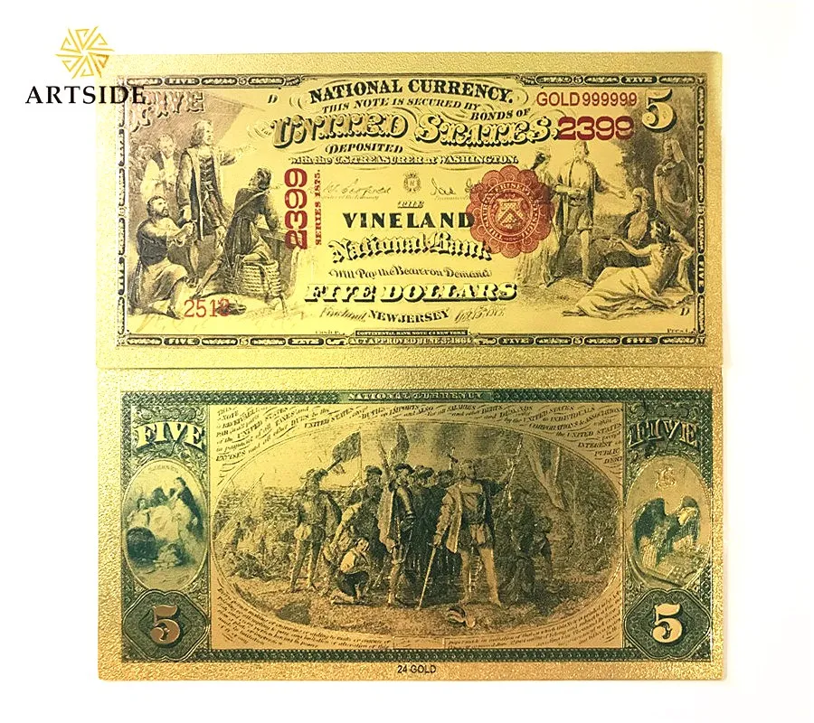 1875), 10 штук, 1:1$20 долларовые банкноты из золотой фольги USD Бумага банкноты денег ремесла