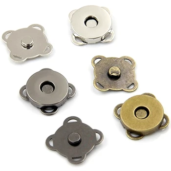 

50Pcs Magnetic Clasps Snap Plum Blossom Shape Hand Sewn Metal Handbag Purse Bag Part 14mm