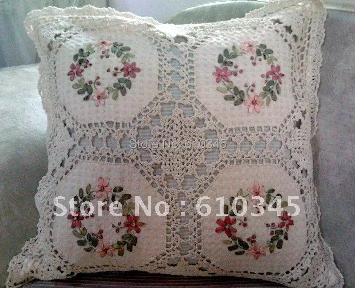 100 cotton hand knitted pillow cover Manual hook and hand emboridery