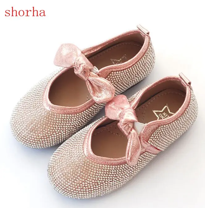 

shorha Bow cute girl leather shoes fashion children's casual princess wedding shoes dance shoes size 21-35