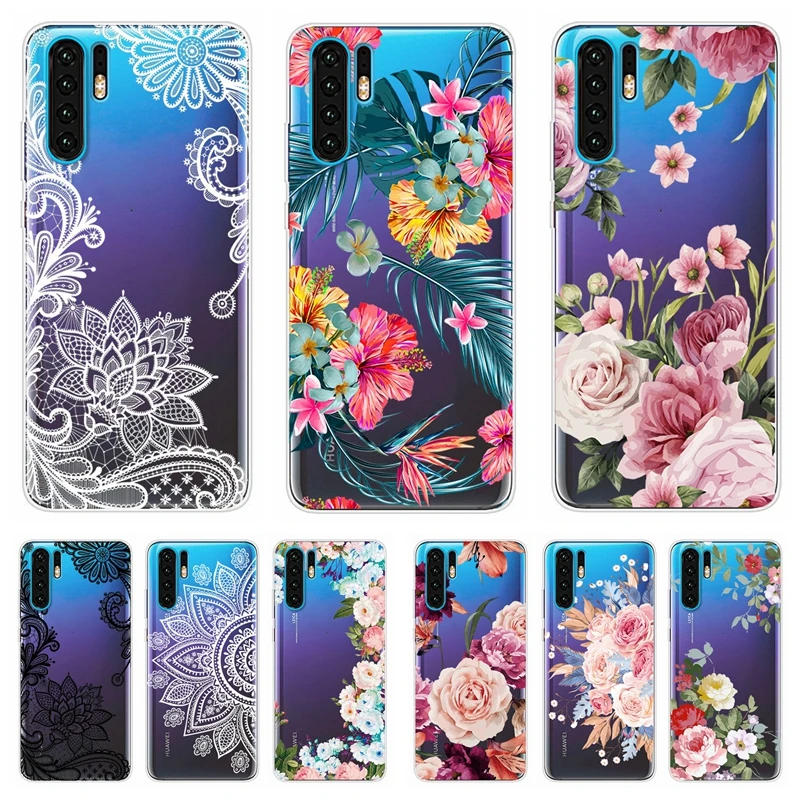 

P30 Pro Case on for Coque Huawei P30 Pro Cases Retro Flower Clear Soft TPU Silicone Cover for Huawei P 30 P30 Lite P30Pro Fundas