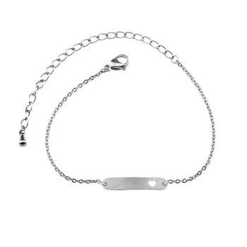 

GORGEOUS TALE Wholesale Women Jewelry Bar Bracelet Stainless Steel Bar with Hollow Heart Charms Bracelet 2019