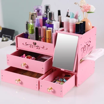 

Self-installed DIY Makeup Organizer Plastic Jewelry Storage Display with Drawers Cosmetic Organizer Cases and Box