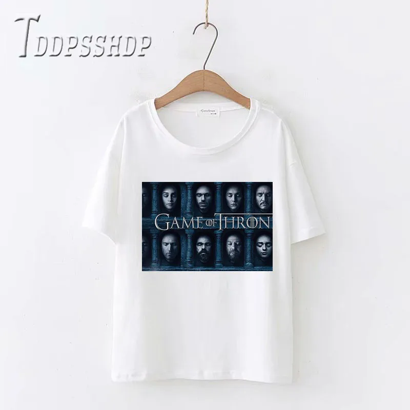 

Game of Thrones Season 8 Printing Women Tops & Tees 2019 Trendy Casual T-shirt Women Harajuku Tshirt Streetwear White Shirt