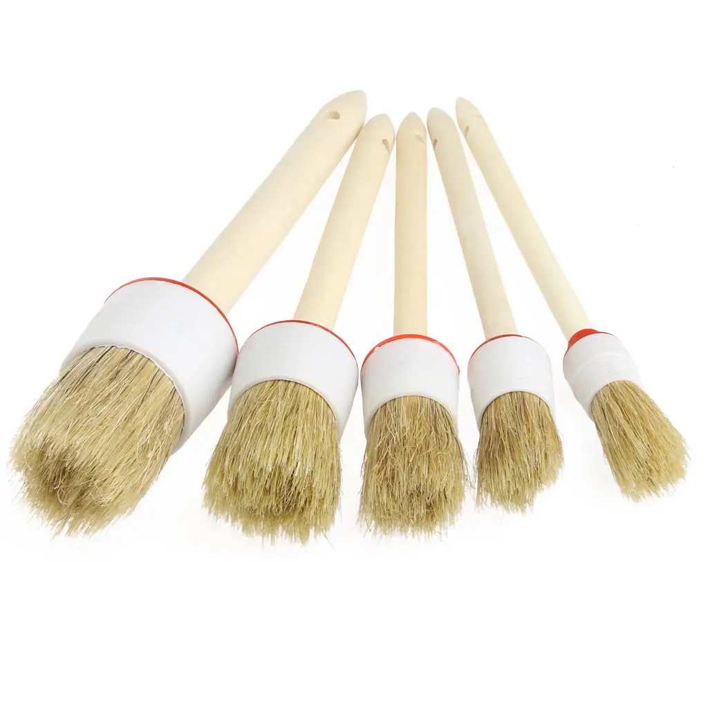 Dropshipping 5 Pcs Kayu Mobil Detailing Brushes Membersihkan Dash