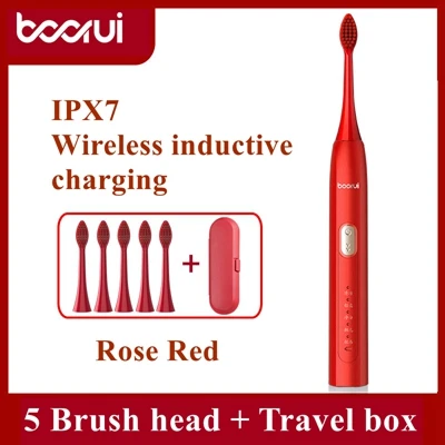 BR-X1 электрическая зубная щетка звуковая волна перезаряжаемая Высокое качество 10 зубная щетка сменная отбеливающая здоровая лучшая подарок - Цвет: Red