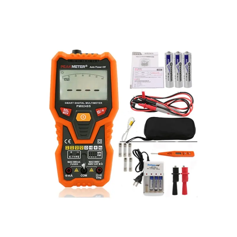

Auto Range Digital Multimeter Voltmeter NCV Frequency Backlight Temperature Transistor Test PM8248S