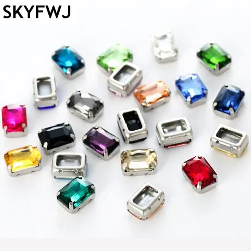 

All Colors Sew on Rhinestone Rectangle Octagon Glass Stone In Hard Strong Metal Claw Setting 8x10,10x14,13x18mm Sew-on Crystals