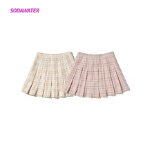 SODAWATER, клетчатые юбки для девушек,, летние, женские, корейский стиль, повседневные, плиссированные, мини юбки для девушек, хип-хоп, сексуальная короткая юбка 9410SG