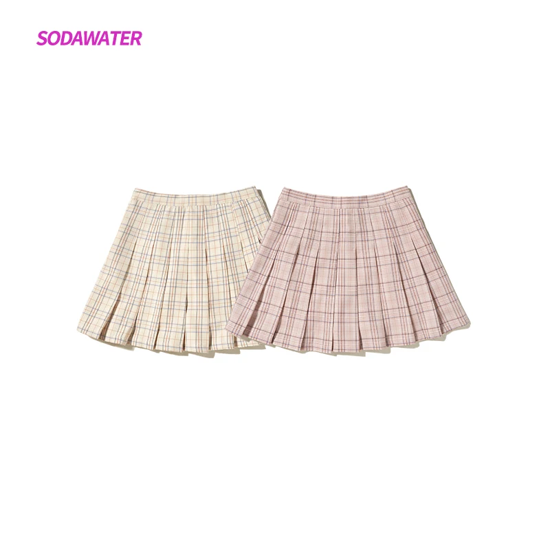 

SODAWATER Girl Plaid Skirts 2019 Summer Womens Korean Style Casual Pleated Mini Skirts For Girl Hip Hop Sexy Short Skirt 9410SG