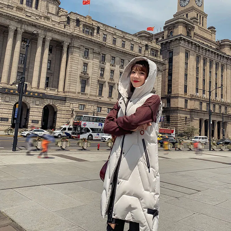 

2019 Winter New Long Cotton Vest Women Down Cotton Warm Vest Outside Wearing Vest J721