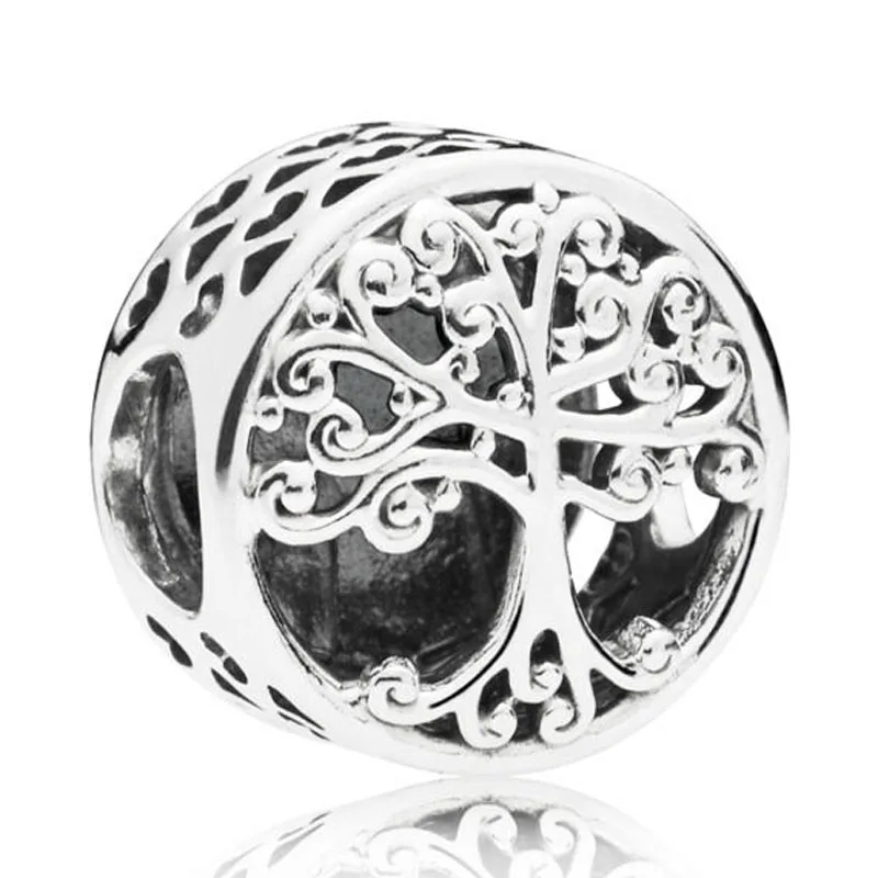 

New 925 Sterling Silver Bead Charm Openwork Family Tree Roots With Blooming Branches Beads Fit Pandora Bracelet Diy Jewelry
