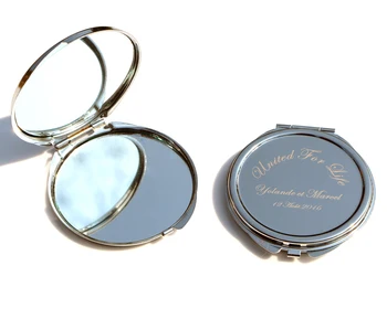 

Personalized Stainless Steel Sikver Compact Mirror Custom Engraved Bridal Party Compact Mirrors