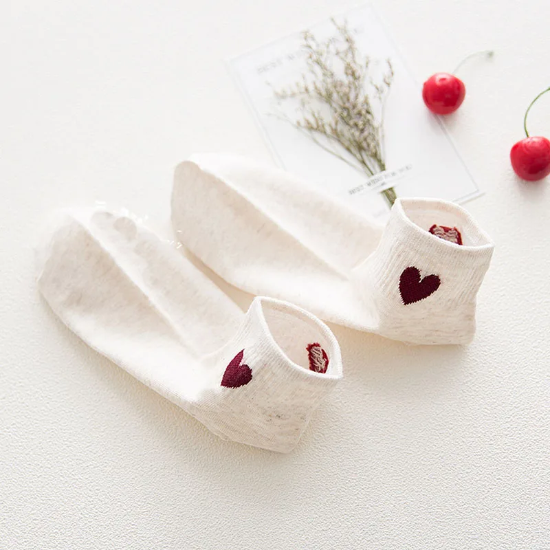 

cartoon heart Socks Women Casual Solid Black White Cute Sock Cotton Boat Short Summer R50 Red Heart Neat Print Funny Socks Women