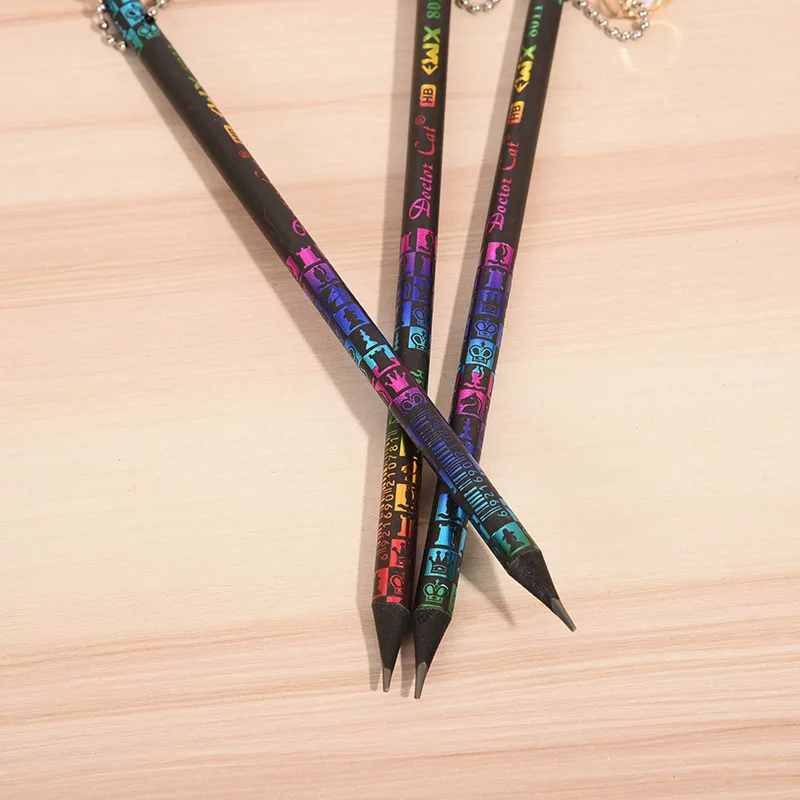 30 шт., kawaii, черный деревянный карандаш, набор, алмазные подвесные карандаши для школы, офиса, канцелярские принадлежности, милые корейские HB Стандартные Карандаши