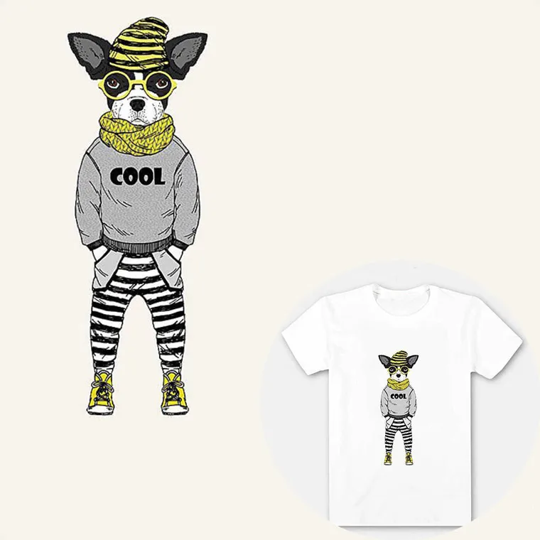 

Cartoon Cute Animal Patterns Patch 7.7x22cm Cool Letter Dog Patches For Clothes Iron On Transfers DIY T-shirt Cloth Stickers B