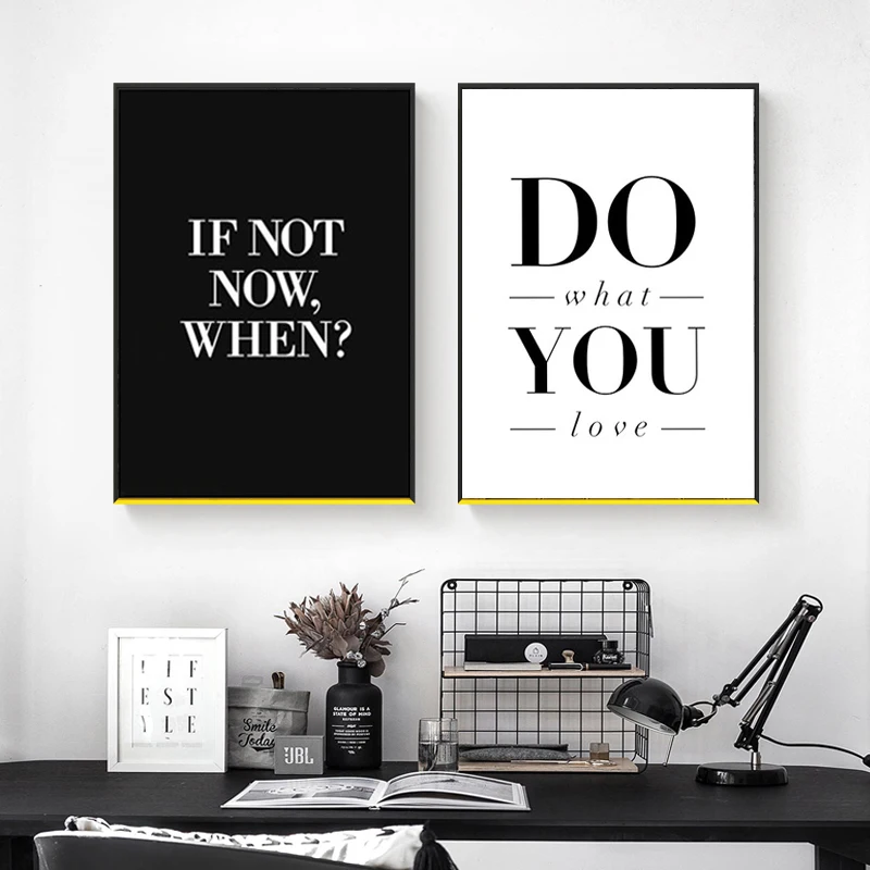 Nordic Black and White Do What You Love Inspirational Quote Canvas Painting Wall Art Pictures Kids Room Poster Print Home Decor | Дом и сад