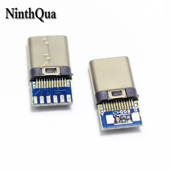 

2pcs 24pin USB-C USB 3.1 Type C Male Plug Connector Welding Type with PC Board DIY
