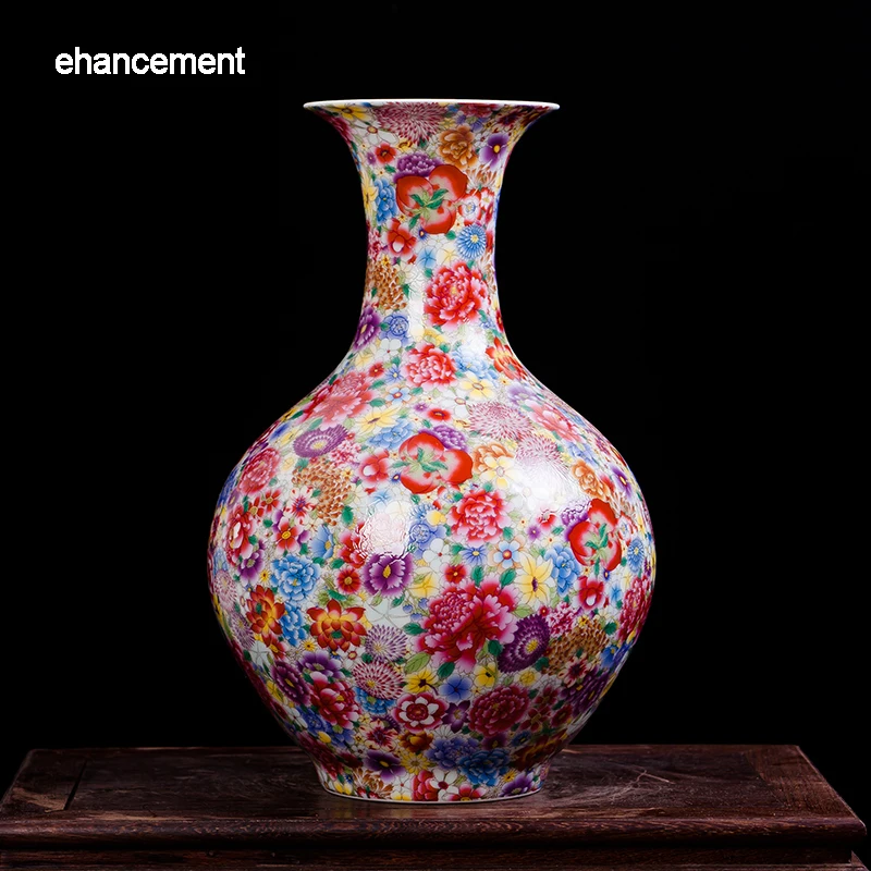 

Antique Exquisite Ceramics Tall Vase Flowers Sea Chinese Vintage Vase Household Adornment Handicraft Furnishing Articles