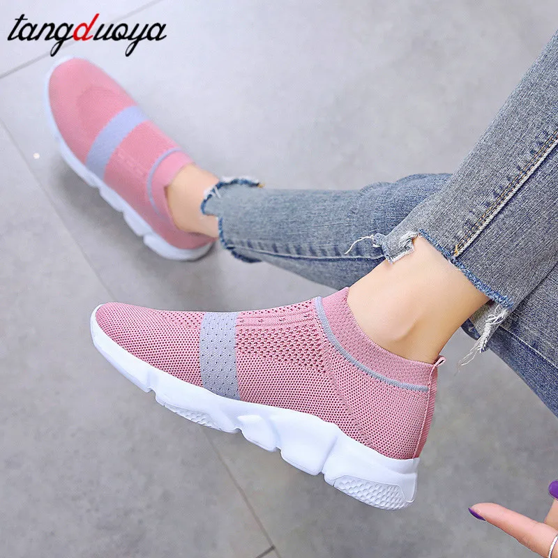 

women running shoes athletic socks sneakers women slip on sport shoes flat sneakers breathable mesh woman shoes plus size