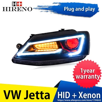 

Hireno Headlamp for Volkswagen Jetta 2012-17 Headlight Headlight Assembly LED DRL Angel Lens Double Beam HID Xenon 2pcs