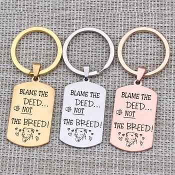 

Key Chain Engraved "Blame The Deed Not The Breed"Pets Dog Lover Gift Keyring Dog Tag Paw Heart Pattern Key Pendant Jewelry 1 pcs