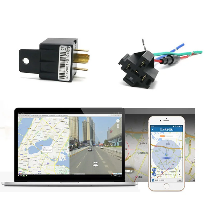 

Car Tracking Relay GPS Tracker GSM Locator Remote Control Anti-theft Monitoring Cut off oil power System Free APP Geo-fence