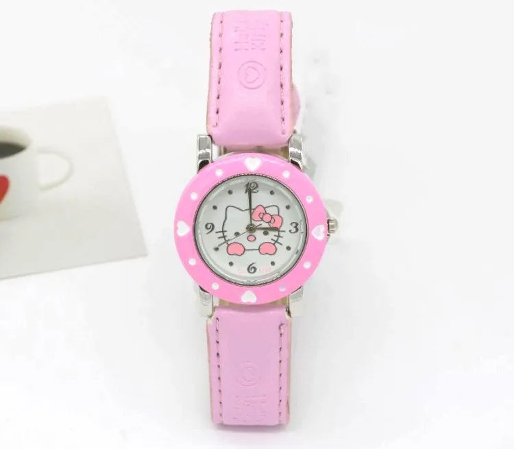 

2015 NEW HOT Sale Fashion Girls Cute Cartoon Watch Hello Kitty Watches Woman Children Quartz Watch 3 Color