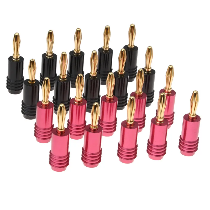 20PCS/Set 4mm Speaker 24K Gold Plated Banana Plug Wire Cable Jack Connector For Musical Speaker Amplifier HiFi