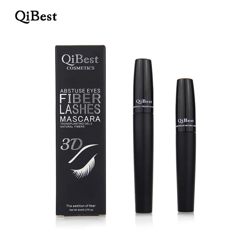 Бренд qibest 3D волокно+ завивка удлинение Черная тушь для ресниц долговечная Водонепроницаемая натуральная косметика для ресниц - Цвет: QiBest-Q2506