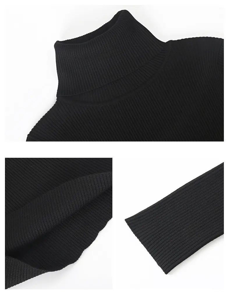 Women Dress 2019 Autumn Sweater Dress Cotton Rib Knit Slim Stretched Winter Turtleneck Sexy Lady Bodycon Robe Dresses Vestidos 10