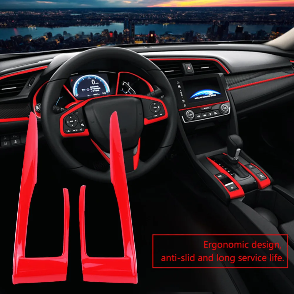 Автомобиль центральный Управление Панель Шестерни Сдвиг крышки Накладка для Honda Civic 10th красный хром/углеродного волокна
