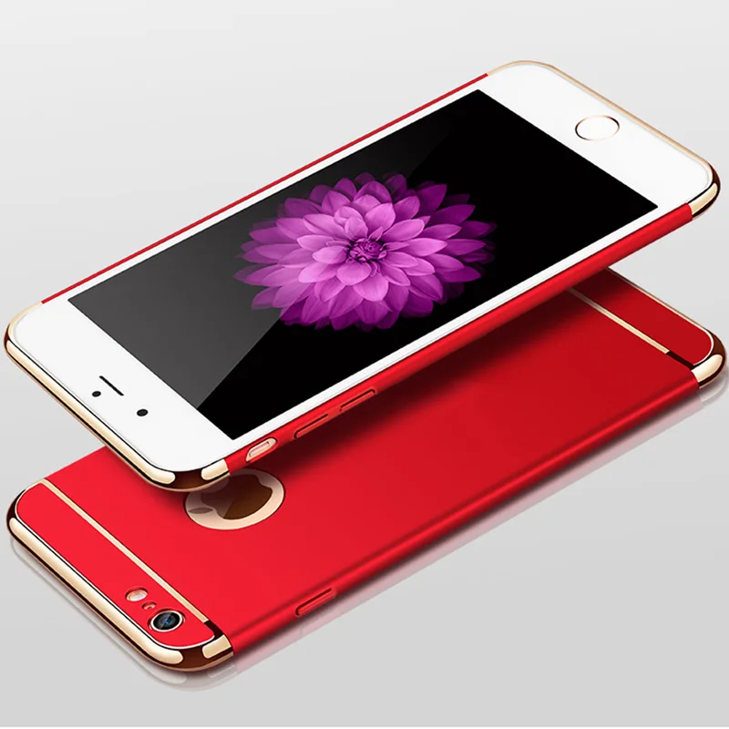 WZH чехол с покрытием назад Роскошные красные чехлы для iPhone 6 6 S 7 plus чехол для iPhone 8 plus x xs 5s жесткий 3 в 1 защитный Ковер Крышка