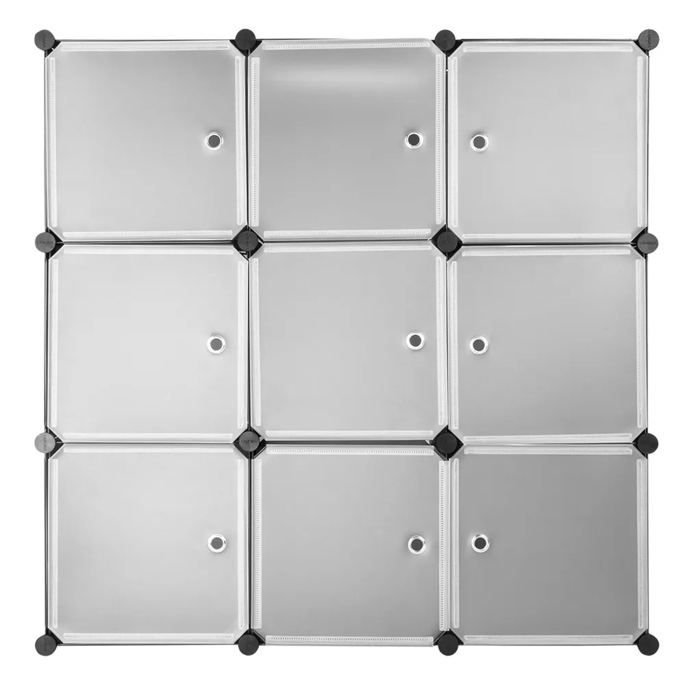Finether 9-Cube Interlocking Modular Storage Organizer Shelving System Closet Wardrobe Rack with Doors for Home Clothes Shoes 2