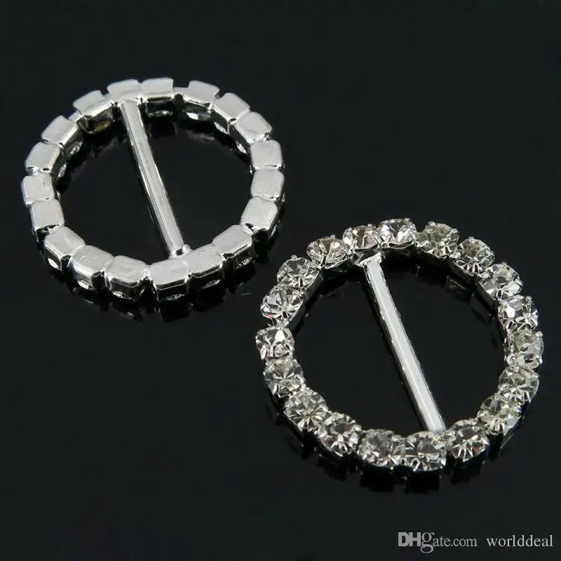 

50pcs/lot Attractive 16mm Round Crystal Ribbon Slider Buckle Wedding Candy Box DIY Craft Ornaments wa129R16