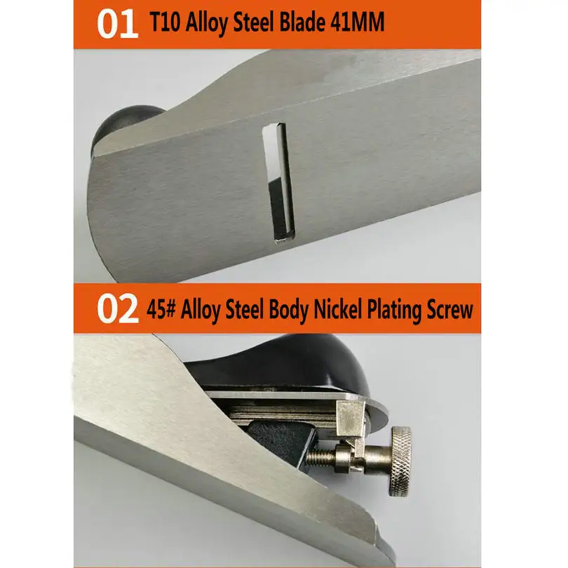  HQ 175MM/7INCH Woodworking Steel Plane Carpenter Plane with 41MM Fine Adjustable Edged Blade and Pr