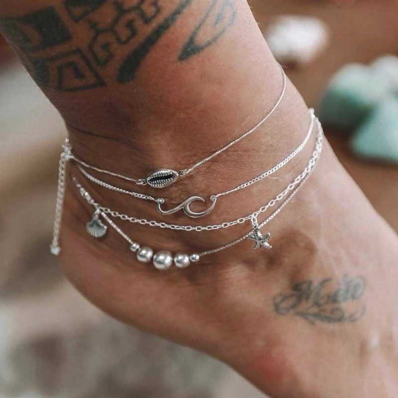 

2019 New Anklet Fashion Fashion Beach Holiday Shell Starfish Multi-layer Women's Wild Foot Chain Hot Jewelry Wholesale