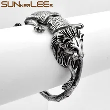 SUNNERLEES модные ювелирные изделия мужские женские панк лев звено цепи браслет из нержавеющей стали SSB18