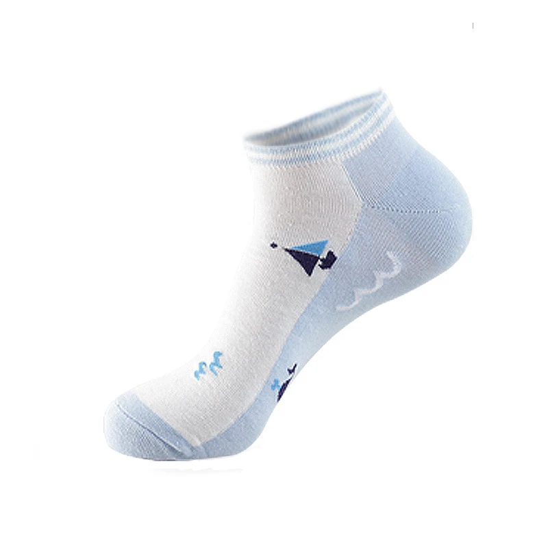 2016 New Arrive Autumn Cotton Sock Sailboat Sea Pattern Character Casual Short Socks High Quality Men