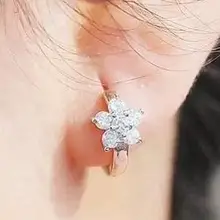 Новое поступление Модный Сияющий фианит Цветок 925 серебро ladies'stud серьги ювелирные изделия оптом подарок на день рождения