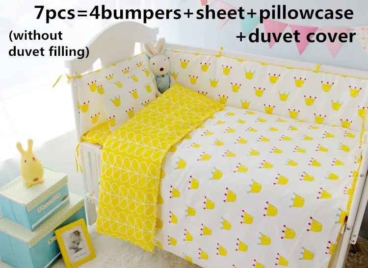 

Promotion! 6/7pcs Baby bedding kit baby bedding set piece baby bed around 100% cotton sheets,Duvet Cover , 120*60/120*70cm