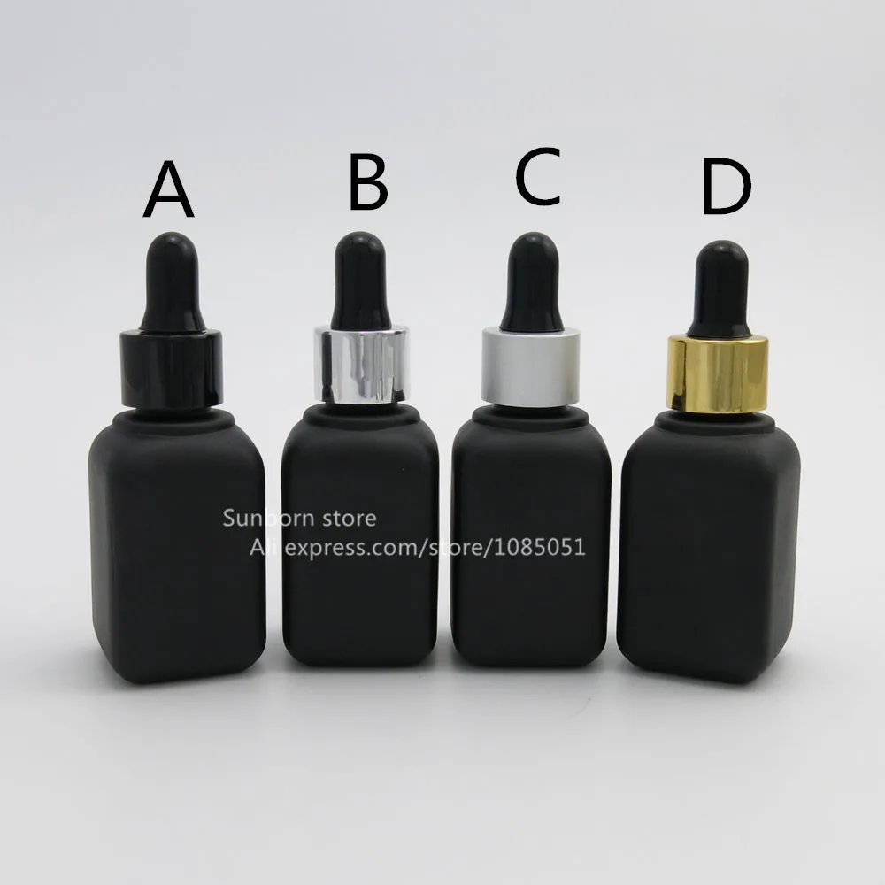 

100 pcs/lot 30ml Square black glass cosmetic eliquid dropper bottle