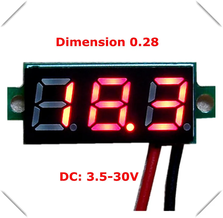 RD 0,2" Мини цифровой вольтметр постоянного тока 3,50-30 в 2 провода двигатель транспортного средства Напряжение Панель метр светодиодный дисплей Цвет [10 шт./лот]