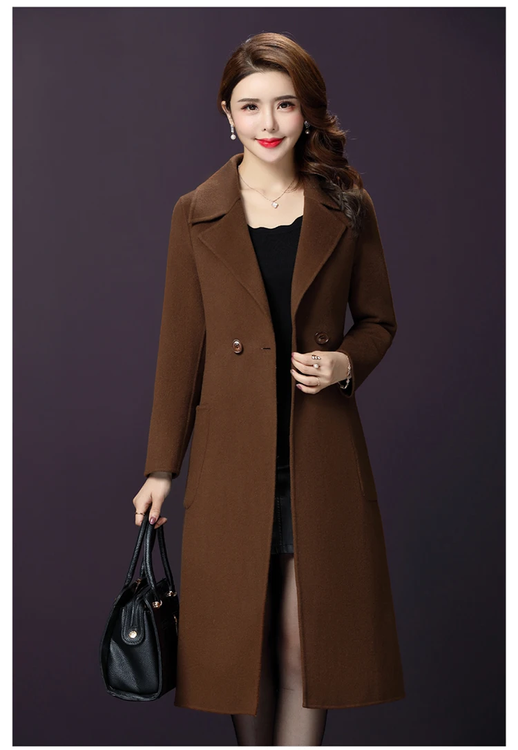 Middle Aged Women Winter Long Wool Coats And Jackets For Female 2018 Elegant Overcoats Wool Outwear Jacket Button Pocket AS071 (22)