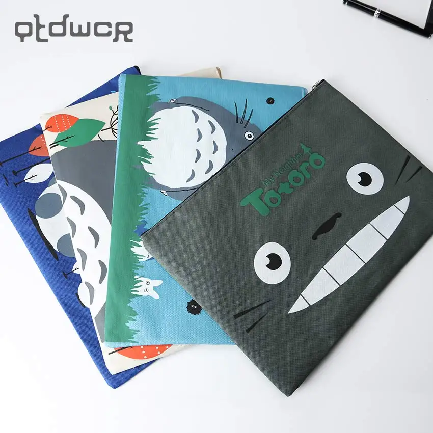 

1PC Cute Kawaii Totoro A4 Zipper Document Bag Business Briefcase Storage File Folder for Papers Stationery Supplies Student Gift