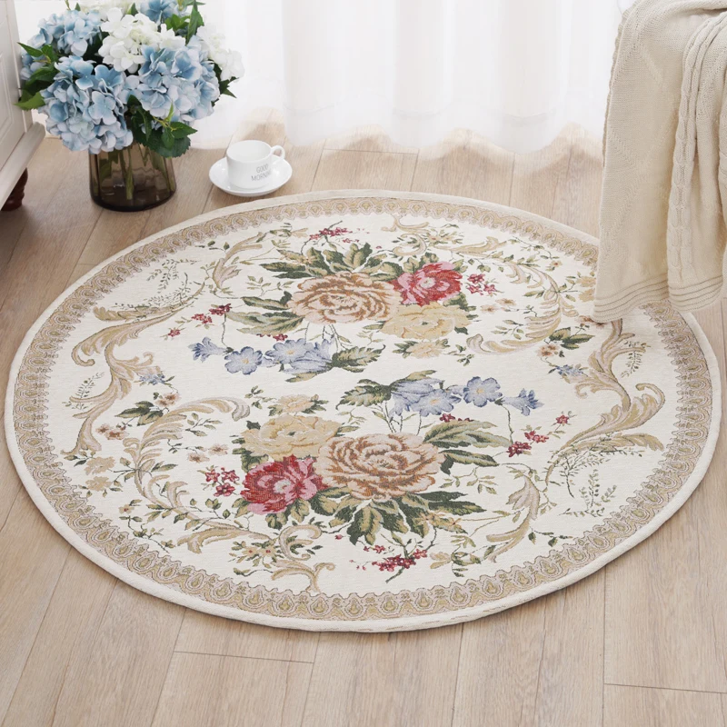 Europe/America Countryside Round Carpets for Living Room Pastoral Bedroom Floor Mat Home Hallway Do