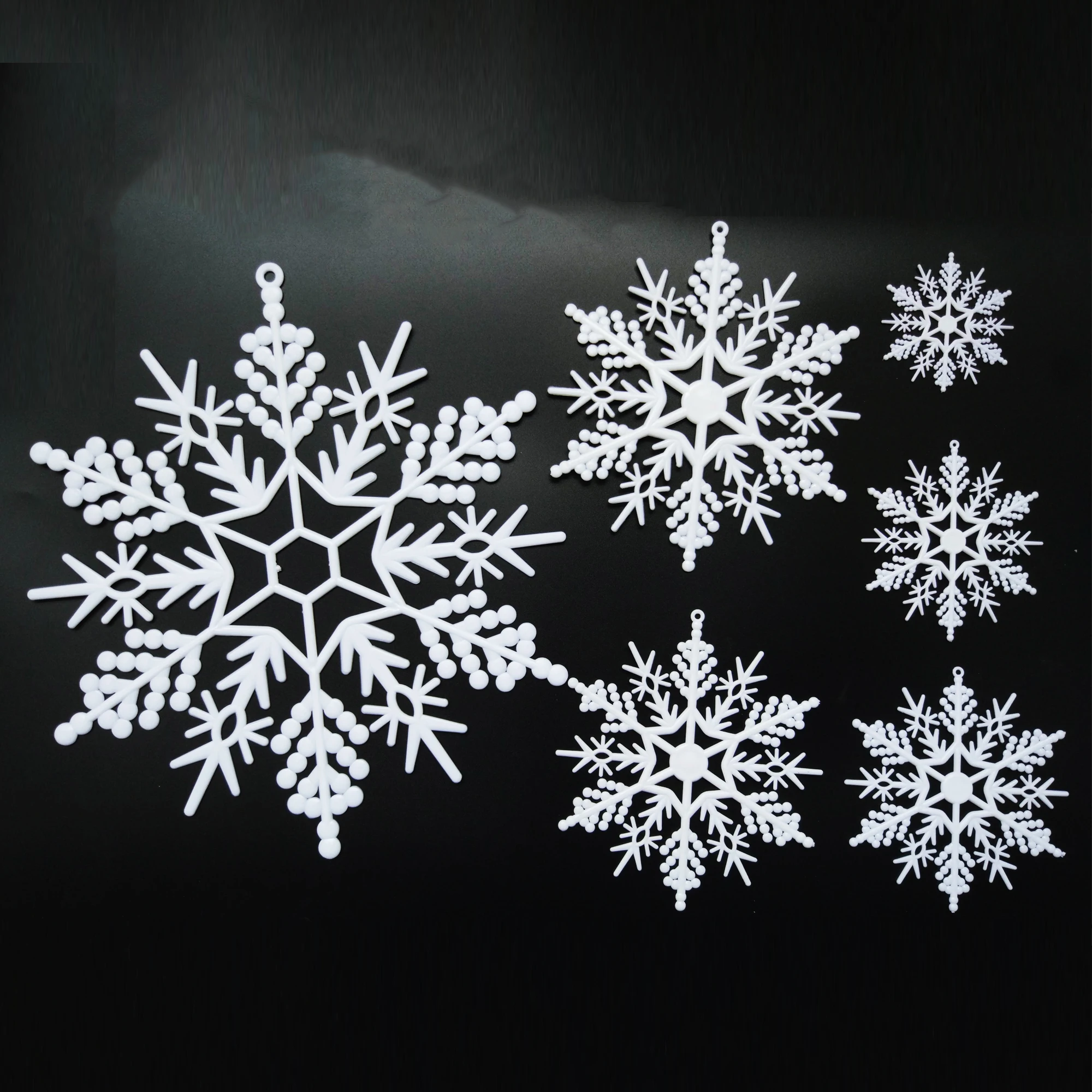 1set 7.5cm to 30cm Christmas Tree Ornament Frozen Party Pendant Wedding Decoration New Year White Powder Plastic Snowflake
